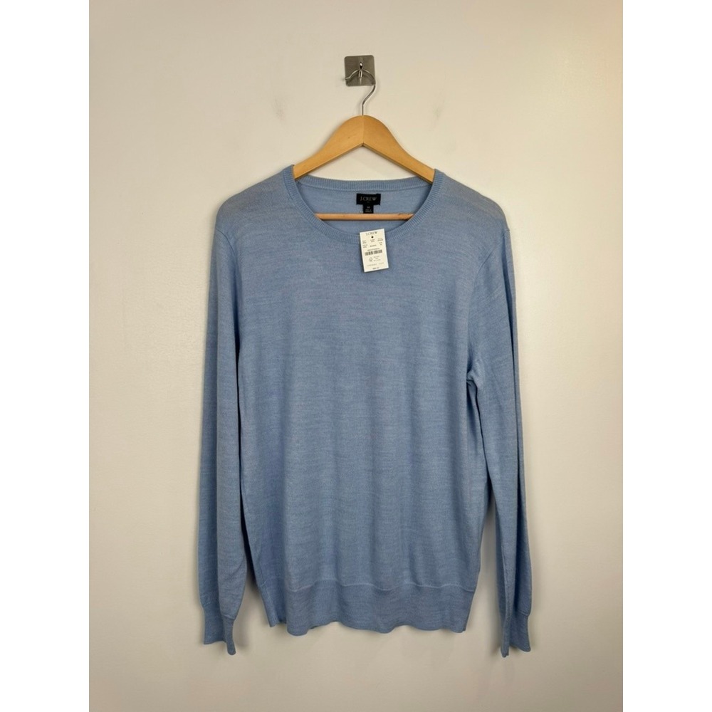 NWT J.Crew Men Blue‎ Crewneck Merino Wool Blend Sweater Size M